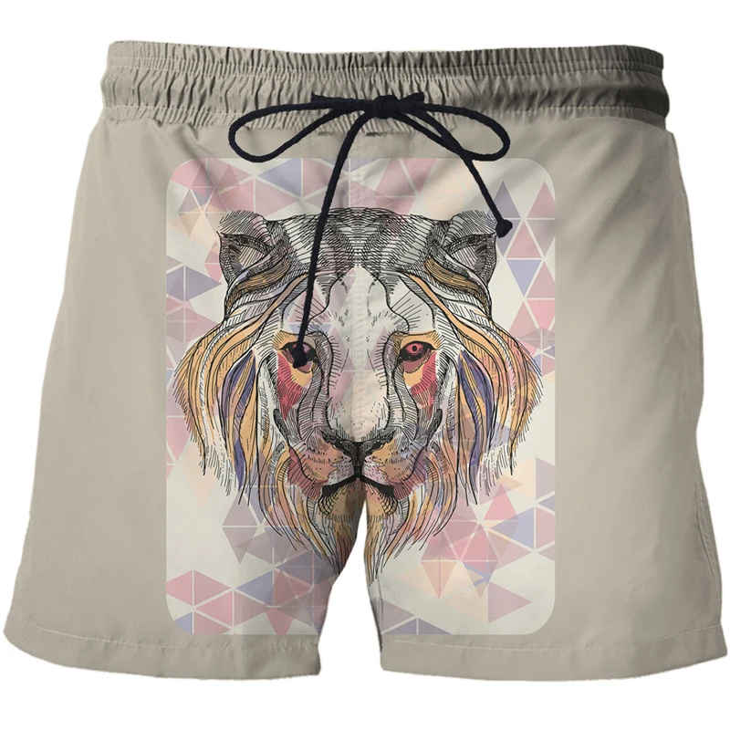 2022 New popular design 3D animal lion printed Men's shorts summer Quick Drying Swimming shorts men Swimwear Beachwear