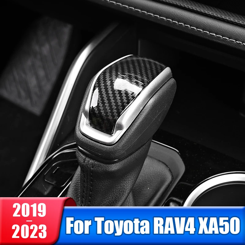 

Car Gear Shift Knob Gear Head Cover Trim For Toyota RAV4 2019 2020 2021 2022 2023 RAV 4 XA50 Hybrid ABS Carbon Fibre Accessories