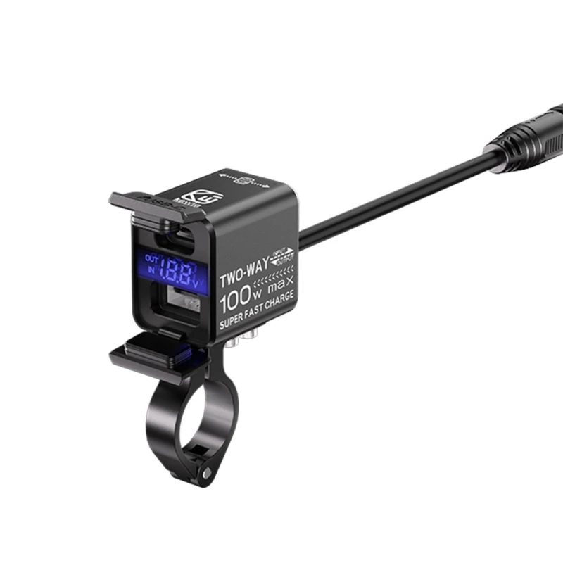 

X6HF Зарядное устройство для мотоциклетных телефонов Адаптер для двусторонней зарядки с USB 22,5 Вт Тип C 100 Вт