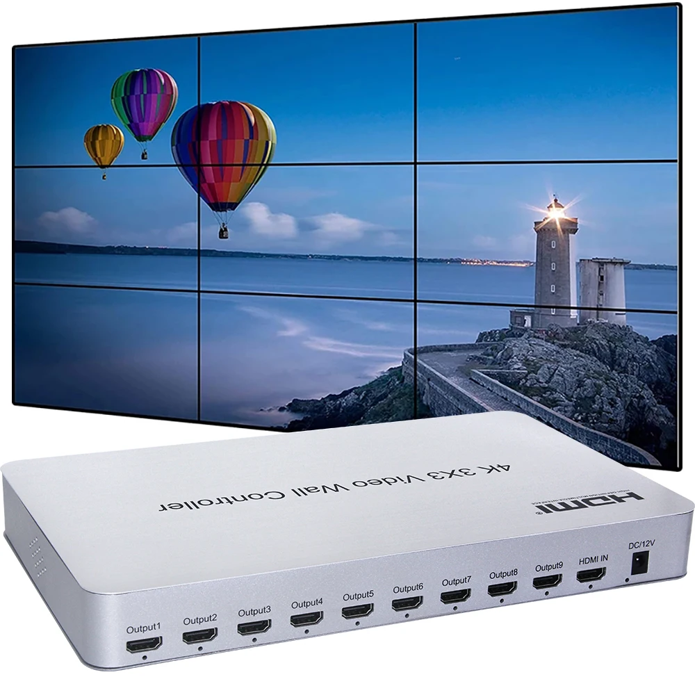 4K 3x3 صوت ذكي وحدة تحكم الفيديو الجدارية HDMI AI الصوت 9 التلفزيون متعددة شاشة خياطة المعالج 1x2 1x3 1x4 2x2 2x3 2x4 3x2