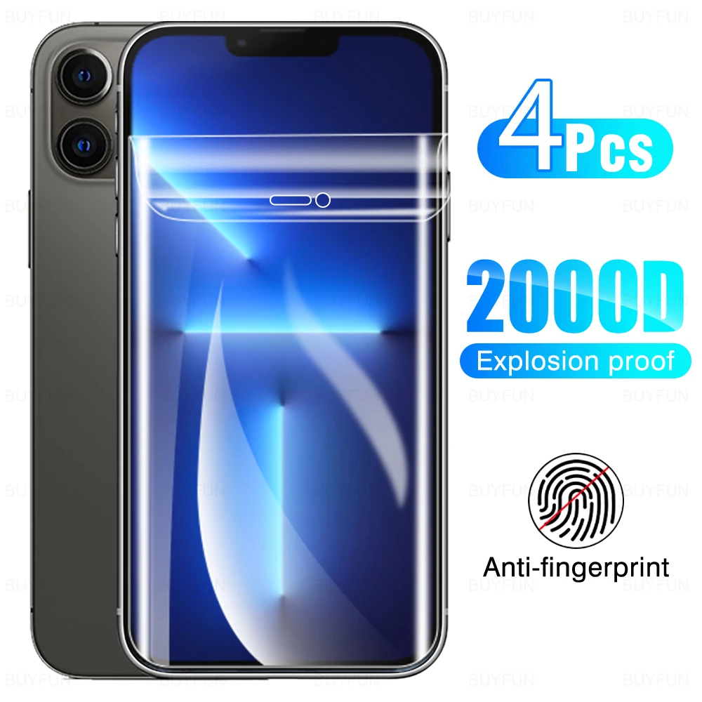 

4pcs Screen Protect Cover 2000D Hydrogel Films for iPhone 13 Pro Max iPhone13 mini Soft Water Film Screen Protector not Glass