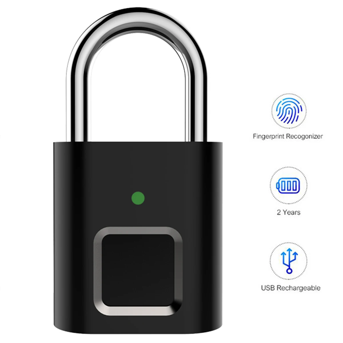 

Smart Fingerprint Padlock USB Rechargeable Keyless Door Lock Quick Unlock Smart Fingerprint Padlock Smart Fingerprint Padlock