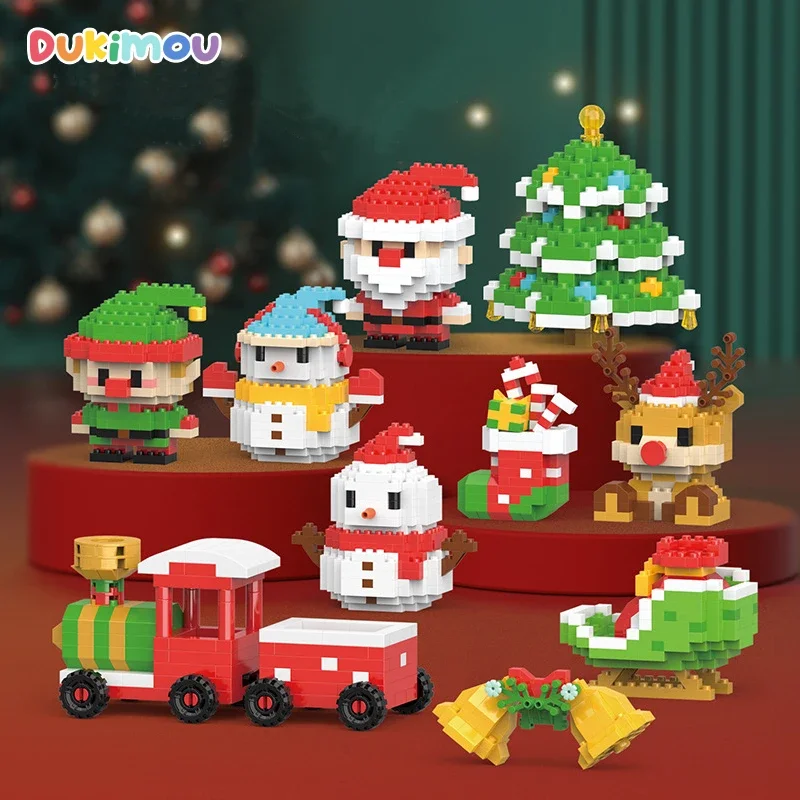 

Мини-конструктор Санта-Клаус, Рождественская елка, спирит, лось, снеговик, поезд, сани, праздничное украшение, сборка, кирпич, детские игрушки, подарок