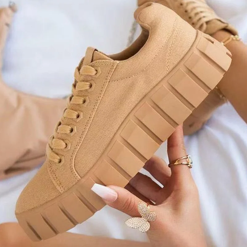 

2021 summer new style large size casual platform single shoes round toe cross lace increase women's shoes