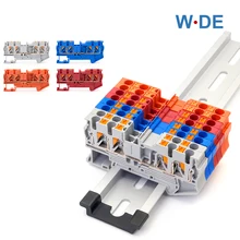 10Pcs Terminal Block PT2.5-QUATTRO 4 Conductors Din Rail Electrical Wire Spring Connection Push In Conductors Wire Connector 