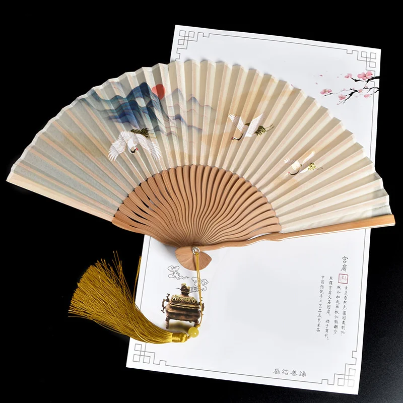 

6inch Female Bamboo Hand Fan Folding Hanfu Fan Chinese Portable Fan In Summer Small Xiangyun Dark El Fanı Wedding Fans