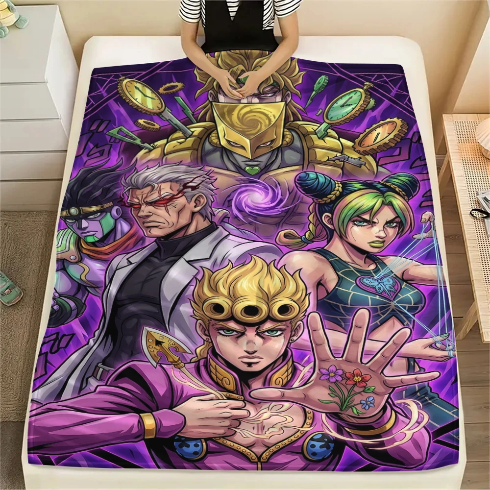 Фото Теплое фланелевое одеяло JOJO Bizarre Adventure с уютным принтом для спален, диванов, кресел, путешествий, пикников, многофункциональное одеяло-Xin №3