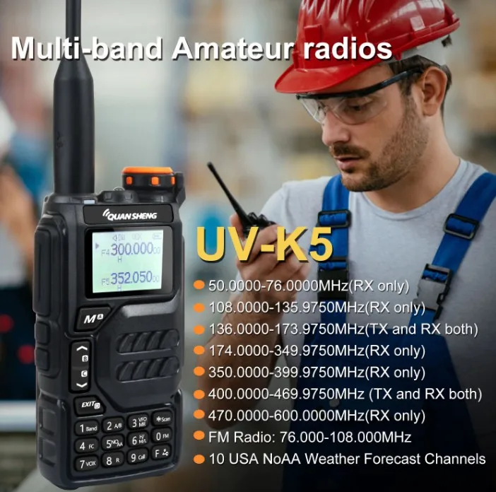 Quansheng UV-K5 50-600MHz 200Ch 5W Air Band Walkie Talkie UHF VHF DTMF FM Scrambler NOAA Wireless Frequency Copy Two Way Radio enlarge