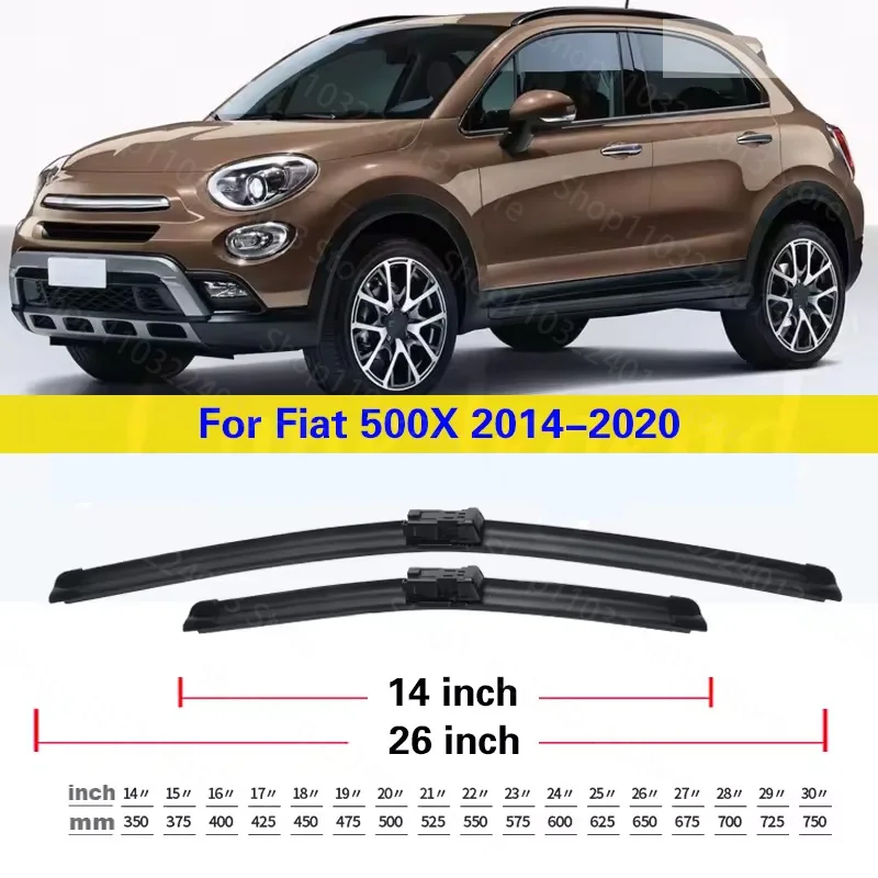 

Для Fiat 500X 2014-2020 щетки переднего стеклоочистителя из мягкой резины стеклоочистители авто лобовое стекло 26 "+ 14" бесшумное обновление
