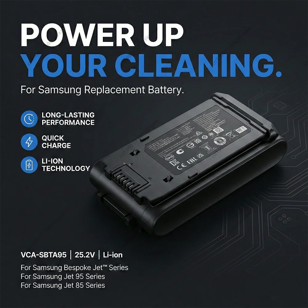 Фото Сменный аккумулятор VCA‑SBTA95 для пылесосов Samsung Jet 85, Jet95, Jet Plus, VCA‑SBTA95/VT, VS20C95E4TB/WD, VS20C95D4TK/WD №4