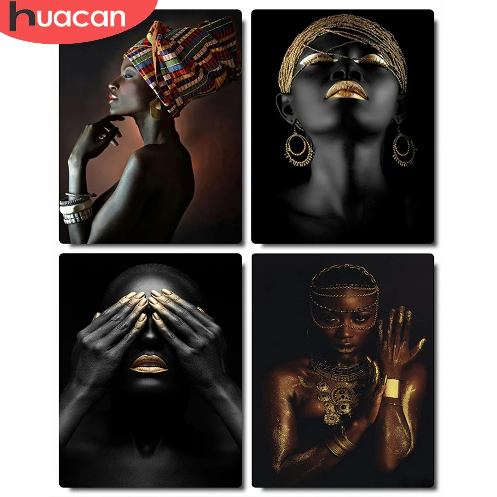

HUACAN Picture By Numbers African Women On Canvas DIY Frame Unique Gift Wall Art Coloring By Numbers Figure For Living Room