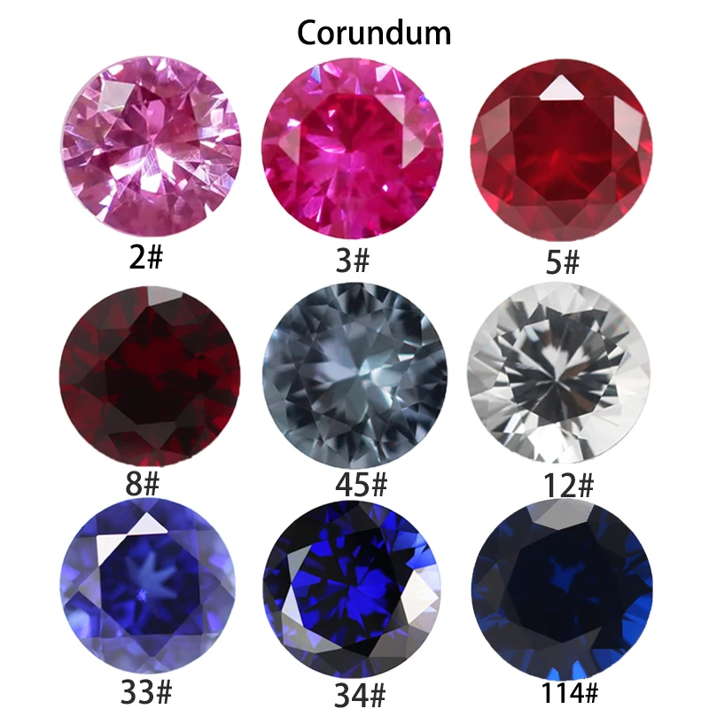 5A Synthetic Corundum Blue Red Yellow White Green Stone Gems Synthetic Stone Round Brilliant Cut