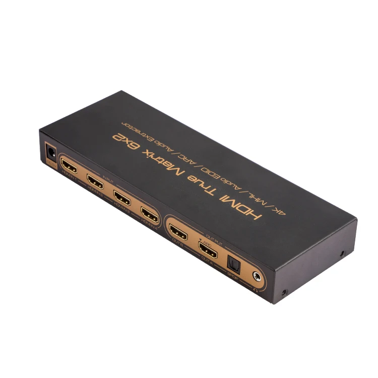 

HDMX0006M1 True Matrix 6x2 HDMI PIP True Matrix Audio Extractor V1.4 Scaler Down Support Update Output SPDIF AUX Audio