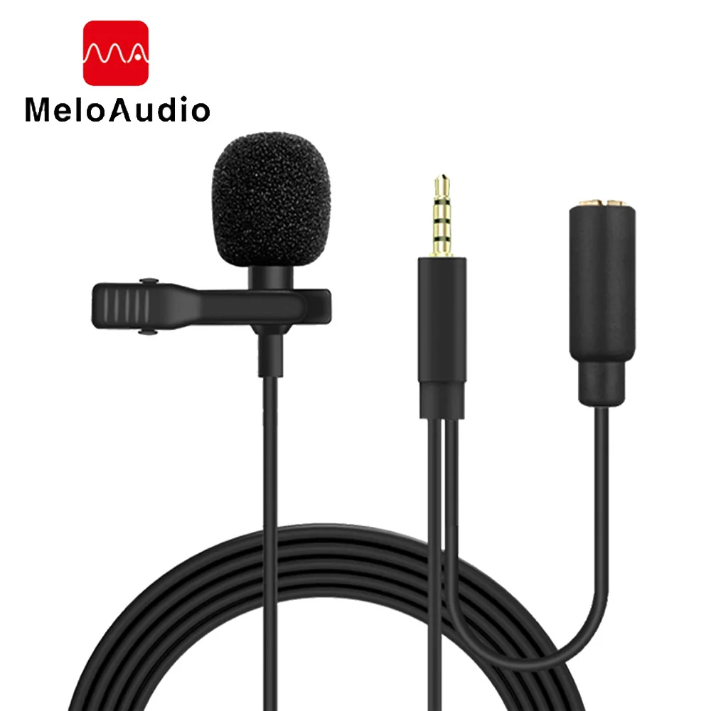 

Петличный конденсаторный микрофон, петличный микрофон Meloaudio, кабель адаптера TRRS, 2 в 1, разъем для наушников для iPhone, Android, смартфонов, iPad, DSLR
