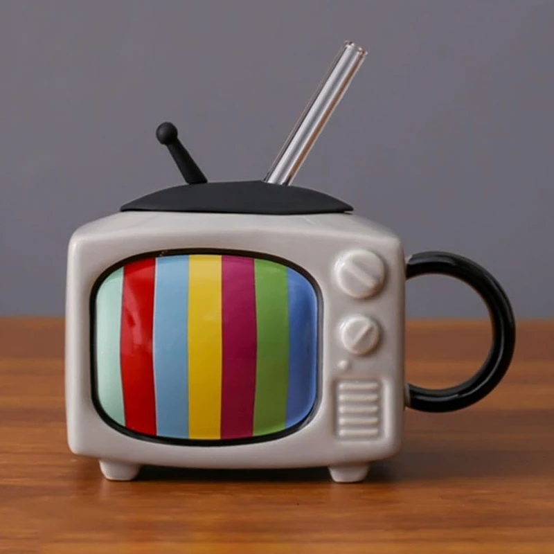 Керамический квадратный набор кофейных чашек с соломинкой и крышкой офисная