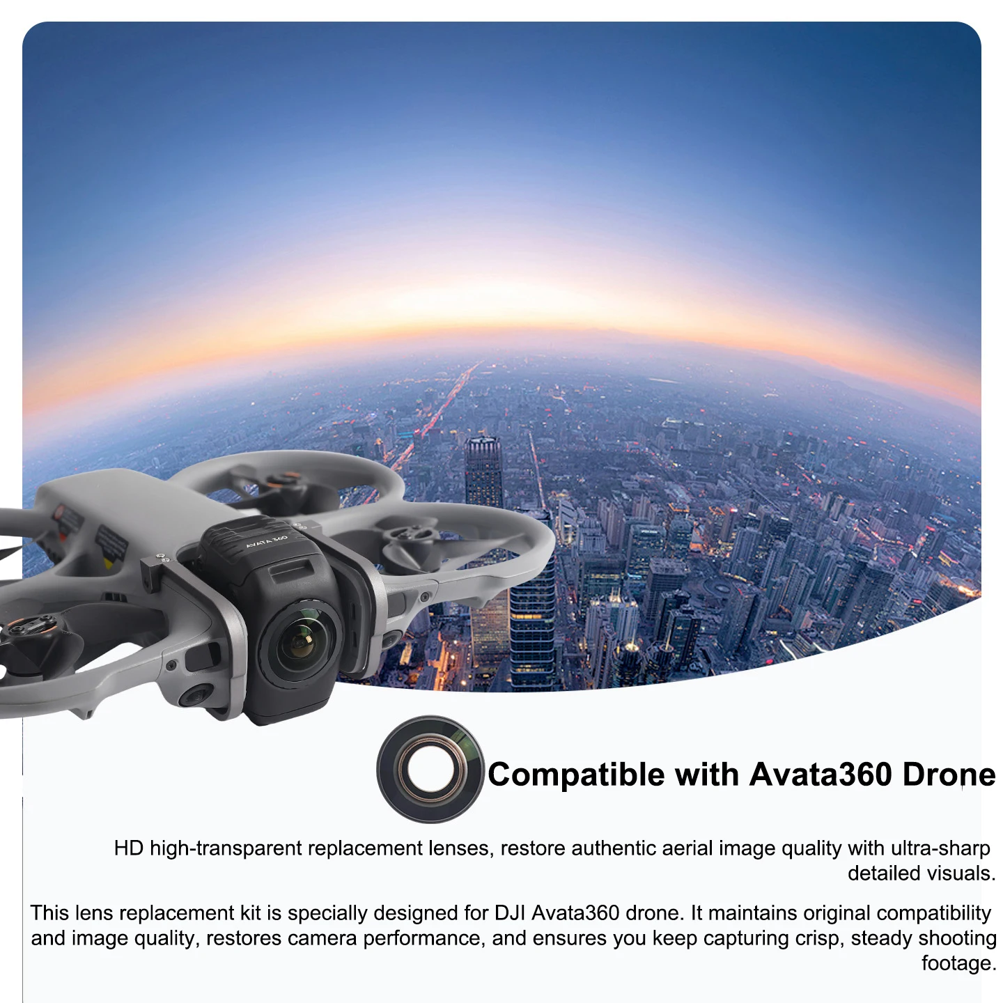 Фото Высококачественная сменная линза для дрона DJI Avata 360: восстанавливает реальное воздушное изображение, оптическое стекло, в комплекте с полным набором инструментов для установки №2