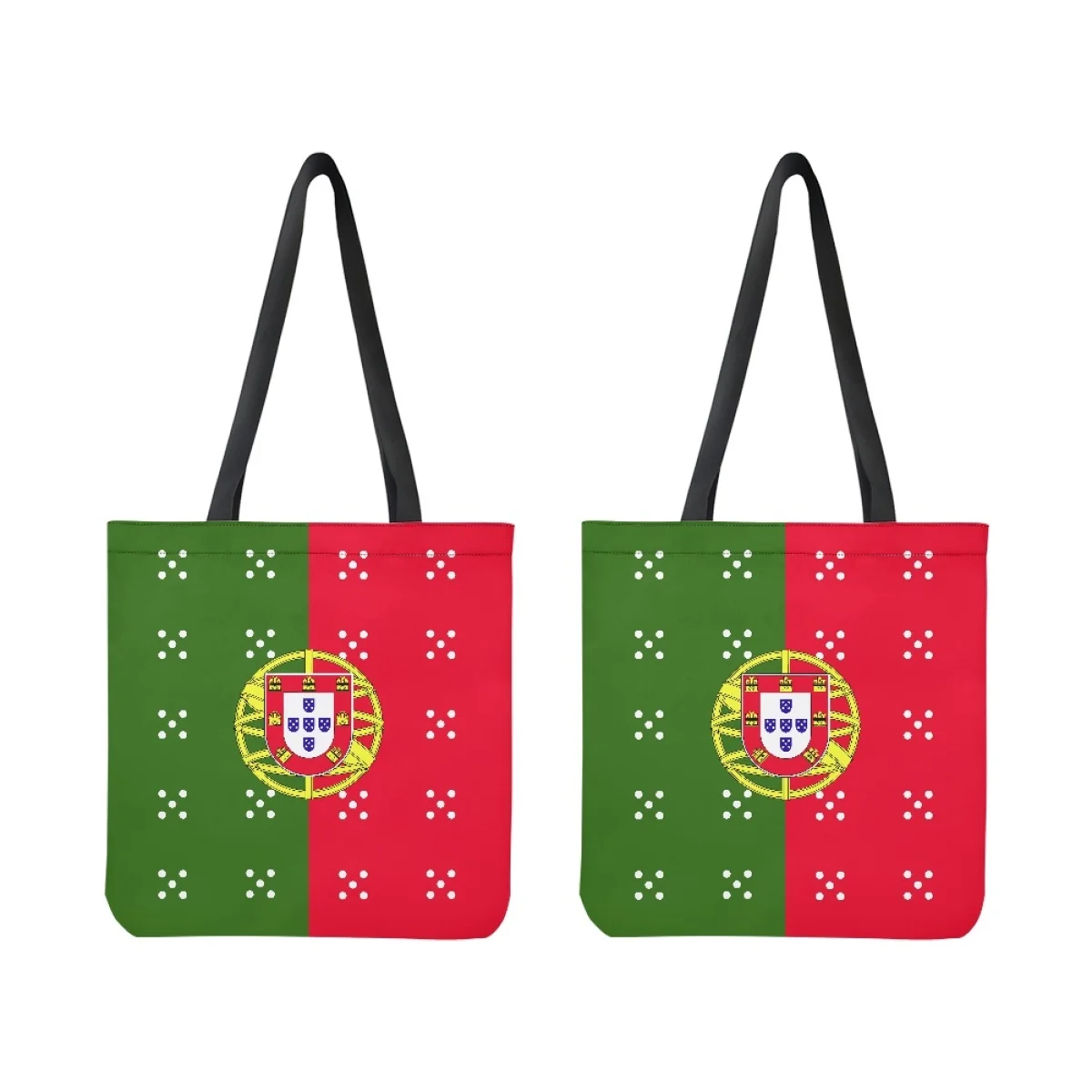 Canvas Shopping Bag for Women Totes Portugal Flag Print Large Capacity Foldable Supermarket Handbag Mom Grocery Shoulder Bolsas