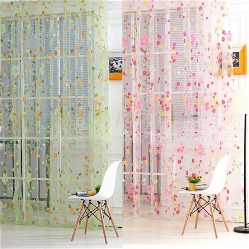 

2022 New Home Decoration Living Room Bedroom Fresh Pastoral Glue Printing Home Multicolor Small Floral Window Screen Curtains