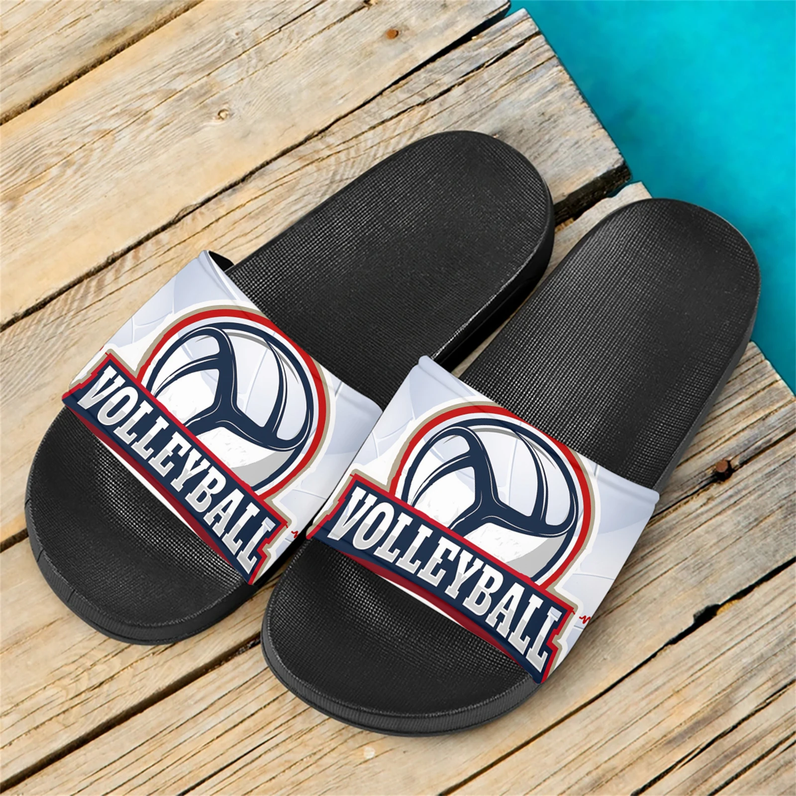 

Summer Volleyball Pattern Soft Home Slippers Couple Indoor Bathroom Slides Sandals Hotel Women's Flat Flip Flops Mujer Verano