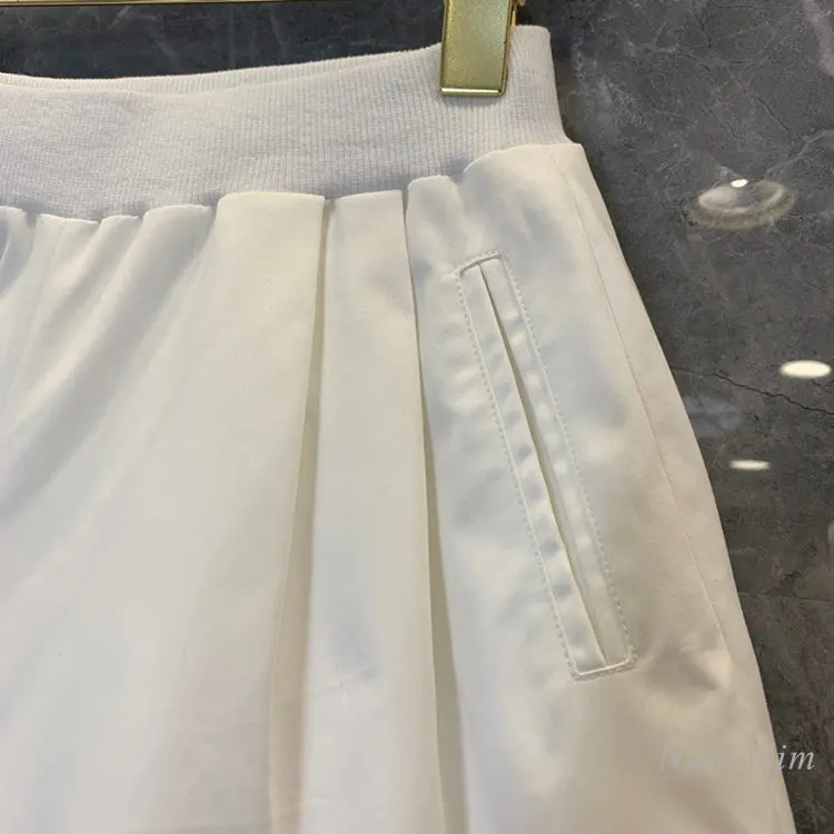 Solid Color Simple High Waist Casual White Shorts Women's 2023 Summer New Slimming All-Match Wide Leg Shorts