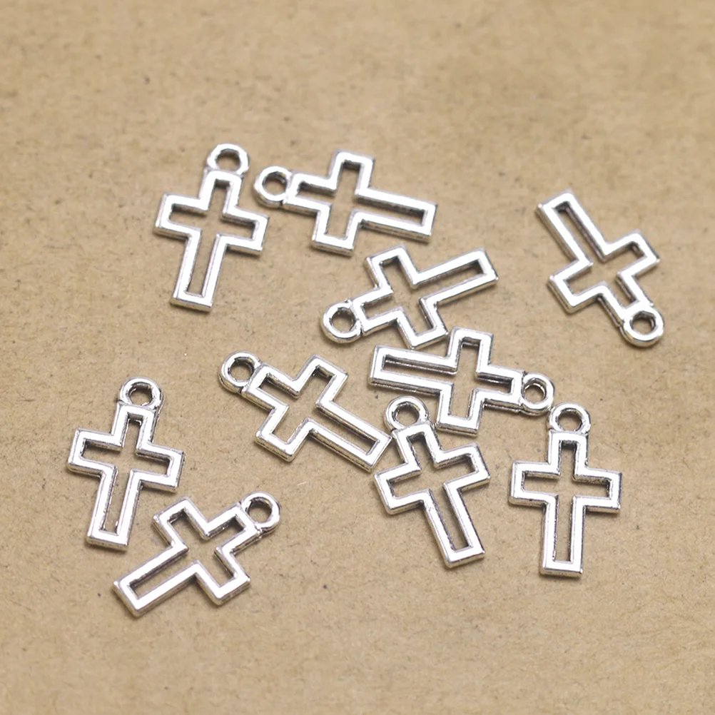 50 Pcs Handmade Necklaces Jewelry Making Pendants Set 1.7*1.1*0.14 DIY Charm Alloy Silver