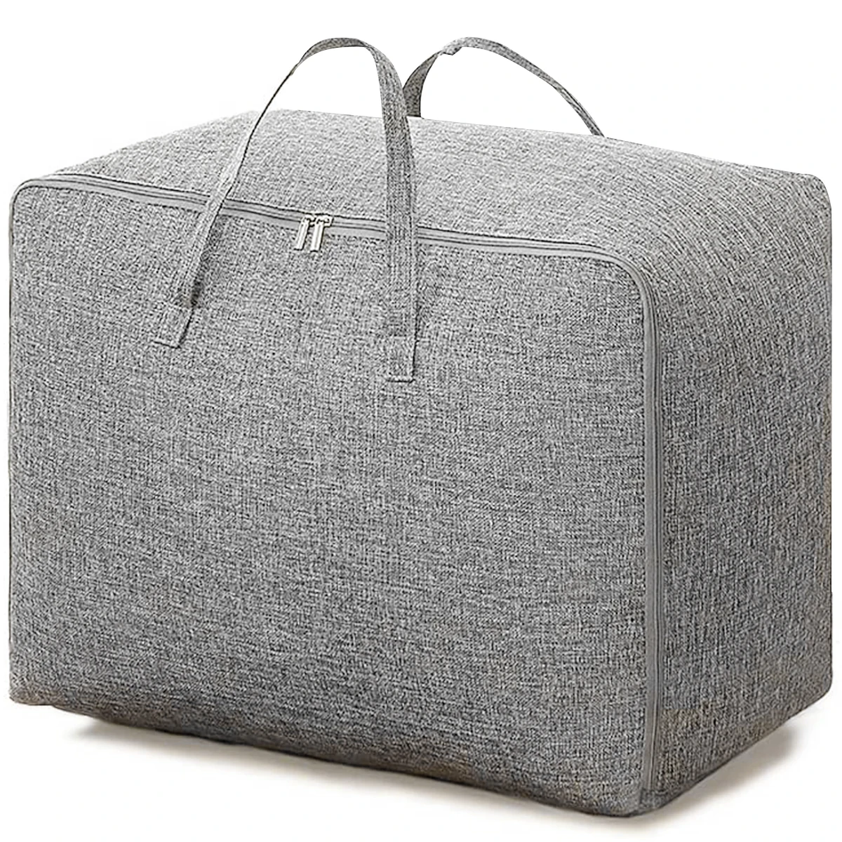 

Clothes Storage Bag with Zipper and Handle 84L Large Capacity Linen Duvet Storage Bag Breathable Foldable Space Saving Luggage
