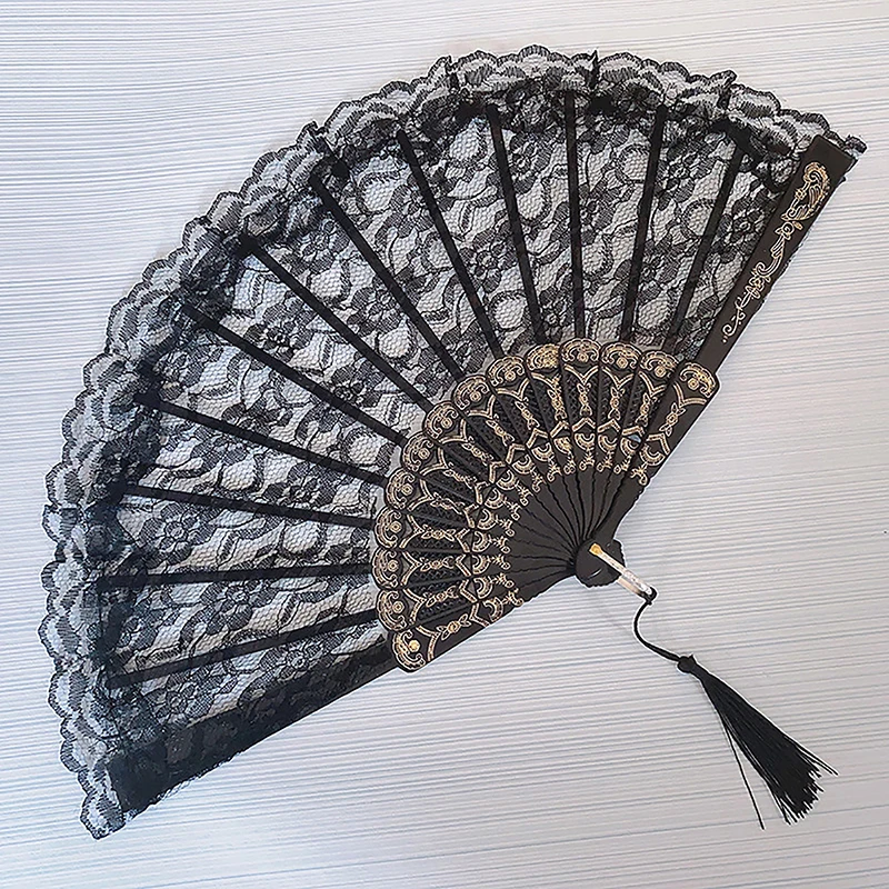 

Ladies Folding Lace Hand Fan Wholesale Personalized Fans of Old Wedding Decor For Home Decoration Ornament Dance Accessories