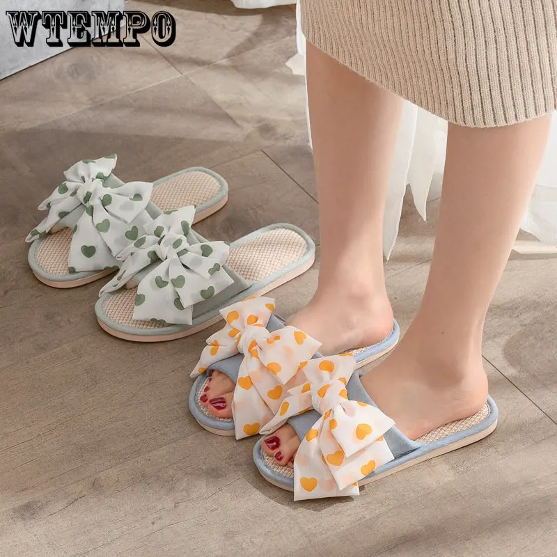 WTEMPO Lovely Butterfly Knot Slippers Women Spring Autumn Home Indoor Fashion Slides Comfy Flip Flops House Shoes Wholesale