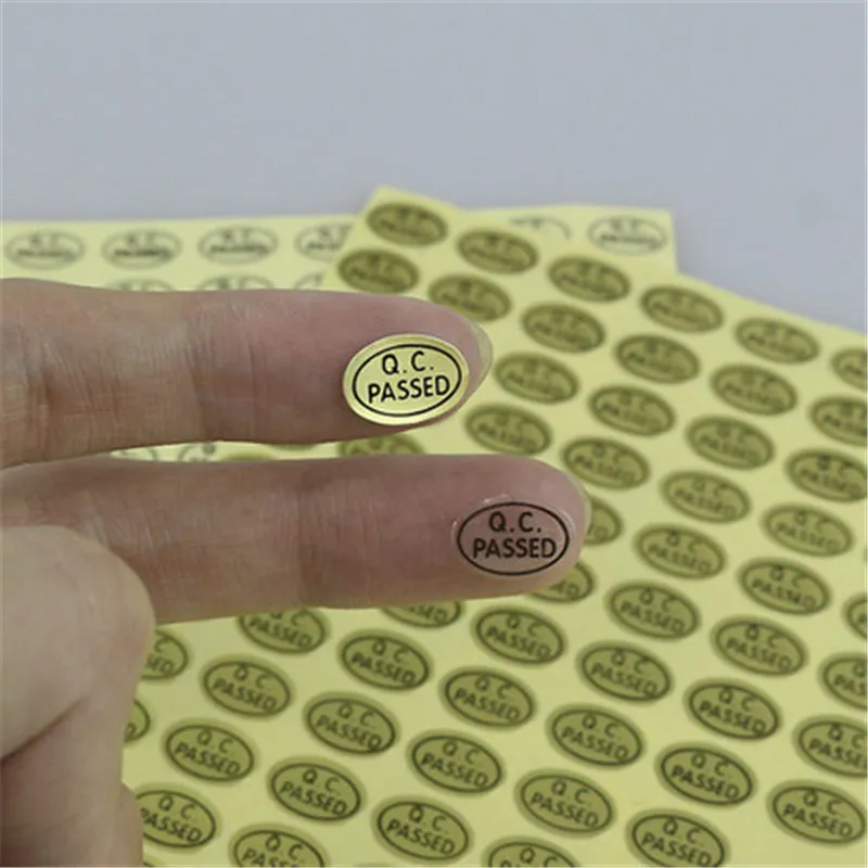 4000pcs 13x9mm Waterproof Stickers QC PASSED Label Security Warranty Self-adhesive label sticker Oval shape gold green cleara