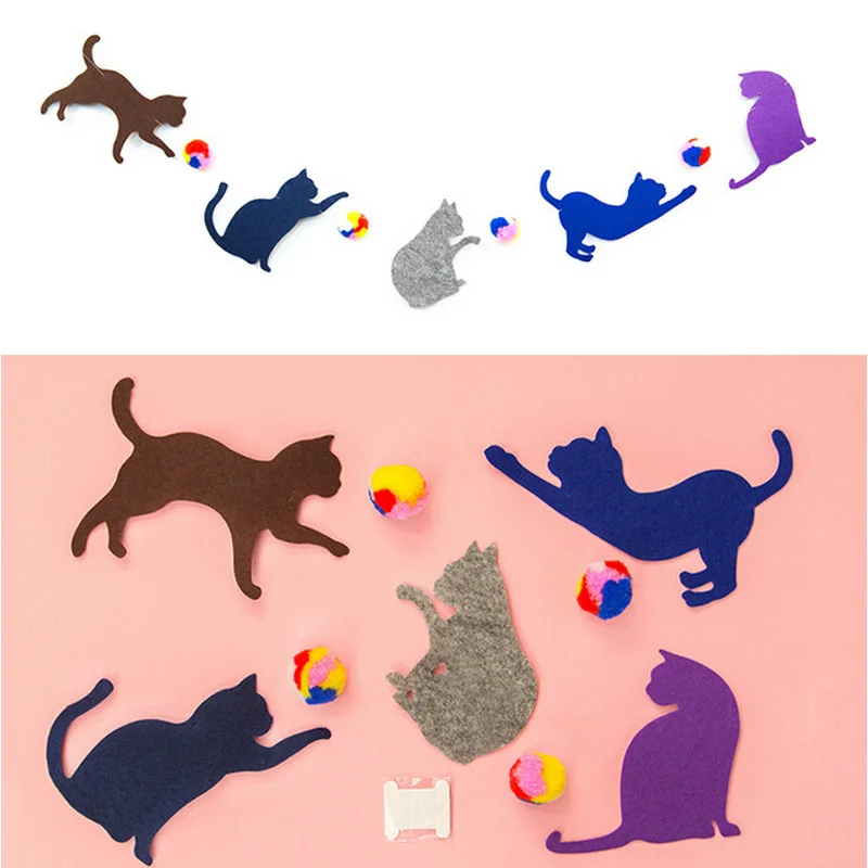 

Cute Cat Patterns Garland Banners Party Flags For Kids Birthday Party Decoration Wedding Event Holiday Party Supplies