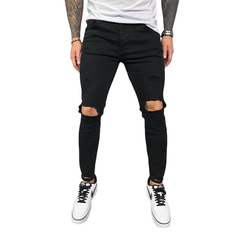 Men's Ripped Jeans Men Skinny Slim Fit Hip Hop Denim Trousers Casual Jeans for Men Jogging jean homme Streetwear Fashion