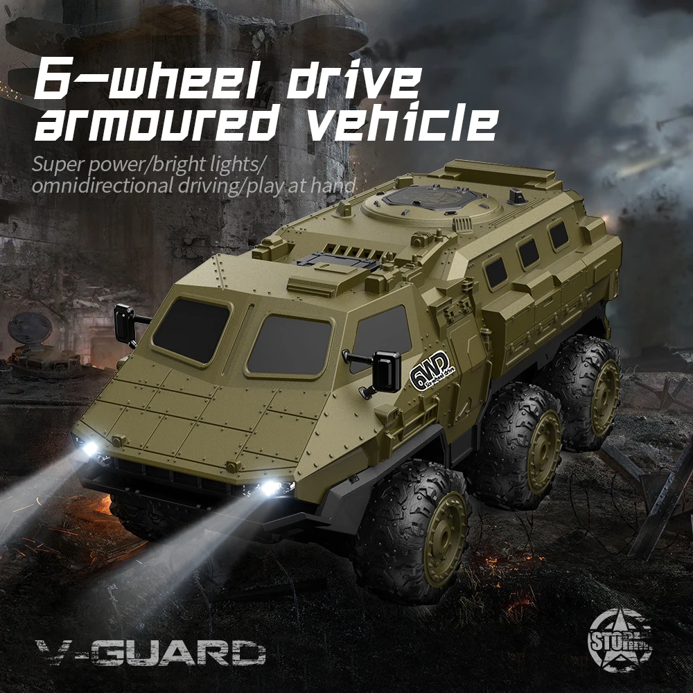 Масштаб 1:16 6WD Радиоуправляемый Военный Грузовик Высокоскоростной 360° ° Крепления