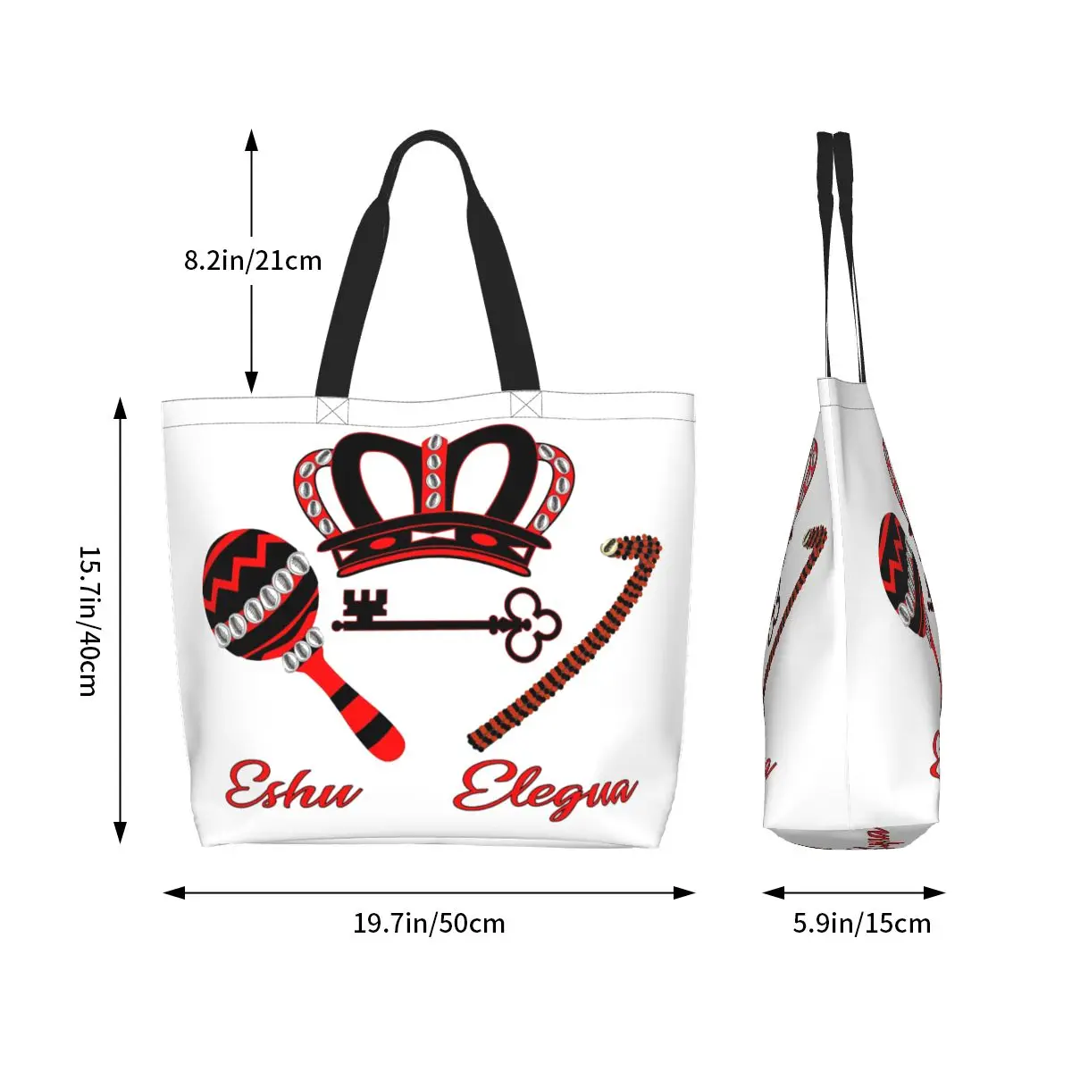 Фото Сумка-тоут для покупок Eshu Eleggua Crown, парусиновая сумка на плечо большой вместимости, продуктовая сумка для покупок для женщин №2