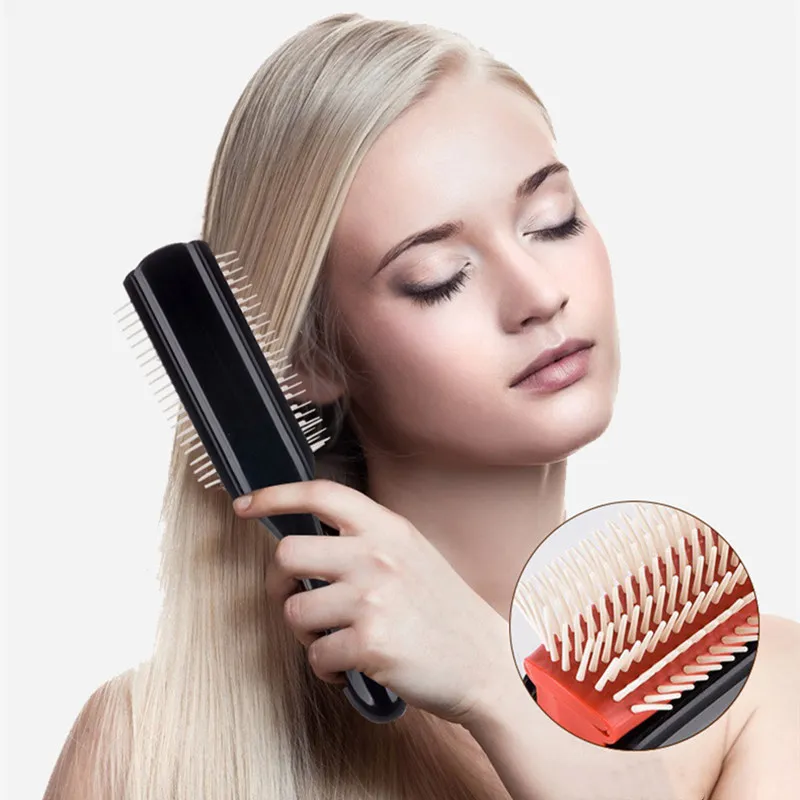 

Hair Comb 9-Row Detangling Hair Brush Classic Rat Tail Combs Styling Hairbrush Straight Curly Wet Hair Scalp Massage Brush Women