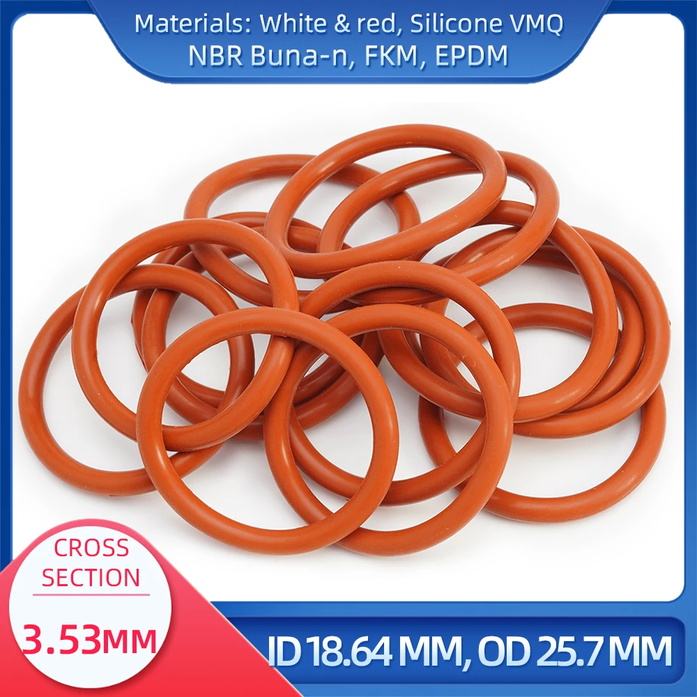 O Ring CS 3.53 mm ID 18.64 mm OD 25.7 mm Material With Silicone VMQ NBR FKM EPDM ORing Seal Gask