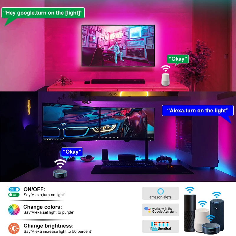 Светодиодная лента RGB с Wi-Fi 5050 5-20 м Bluetooth гибкая не Водонепроницаемая светодиодная