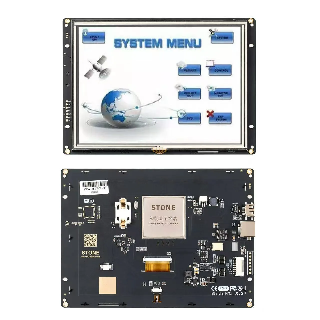 8 Inch 800x600 HMI TFT LCD RGB 262K Touch Panel with Controller Board + Driver + GUI Software + UART Port