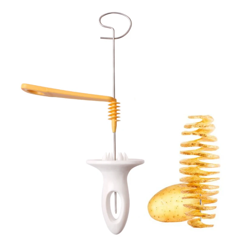 

DIY Manual Rotate Potato Slicer Stainless Steel +Plastic Twisted Potato Slice Cutter Spiral DIY Manual Creative Kitchen Gadgets