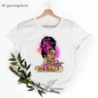 watercolor flowers afro queen print tshirts women black girls magic t shirt summer fashion melanin poppin t shirt female tops