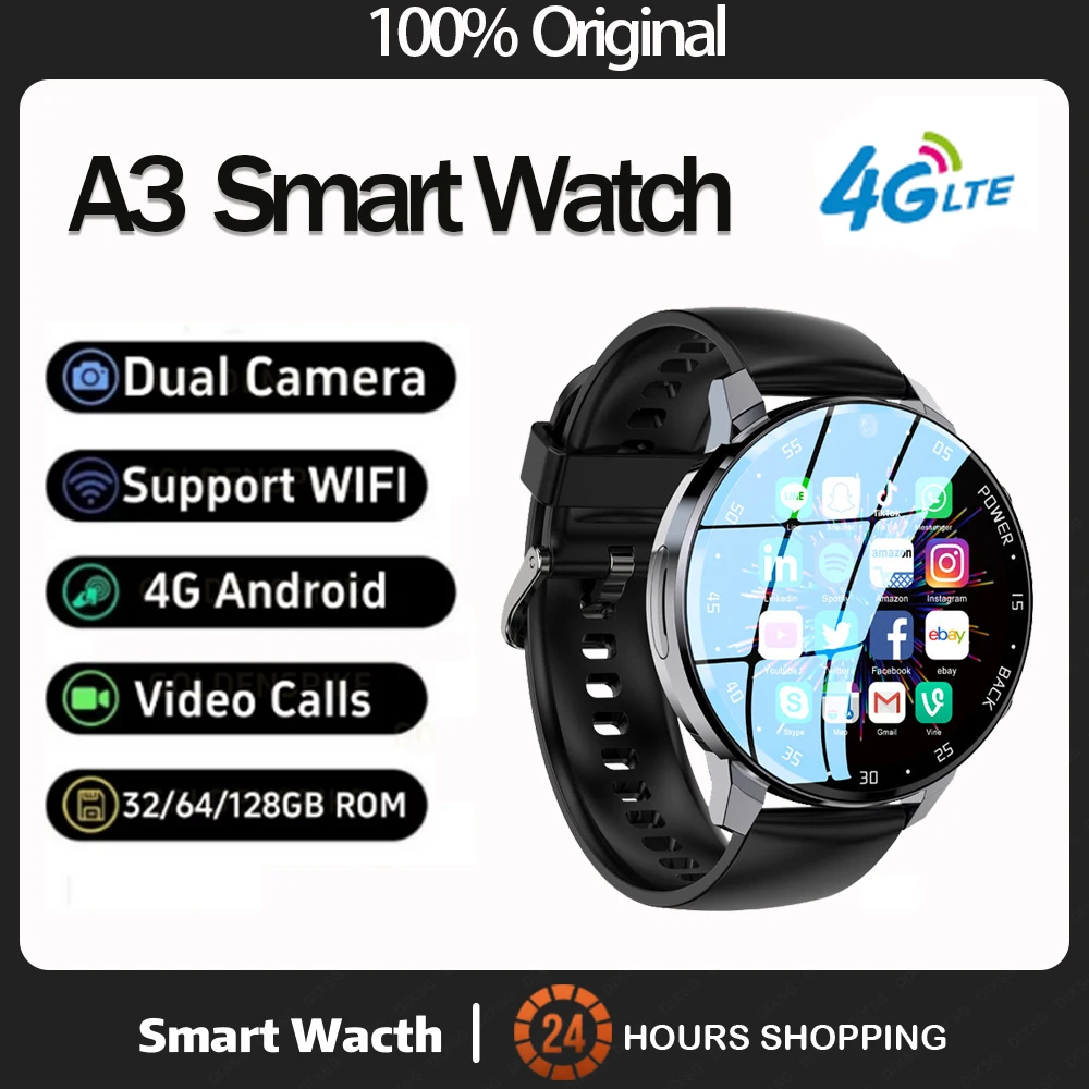 Мужские водонепроницаемые смарт-часы на Android с сенсорным экраном