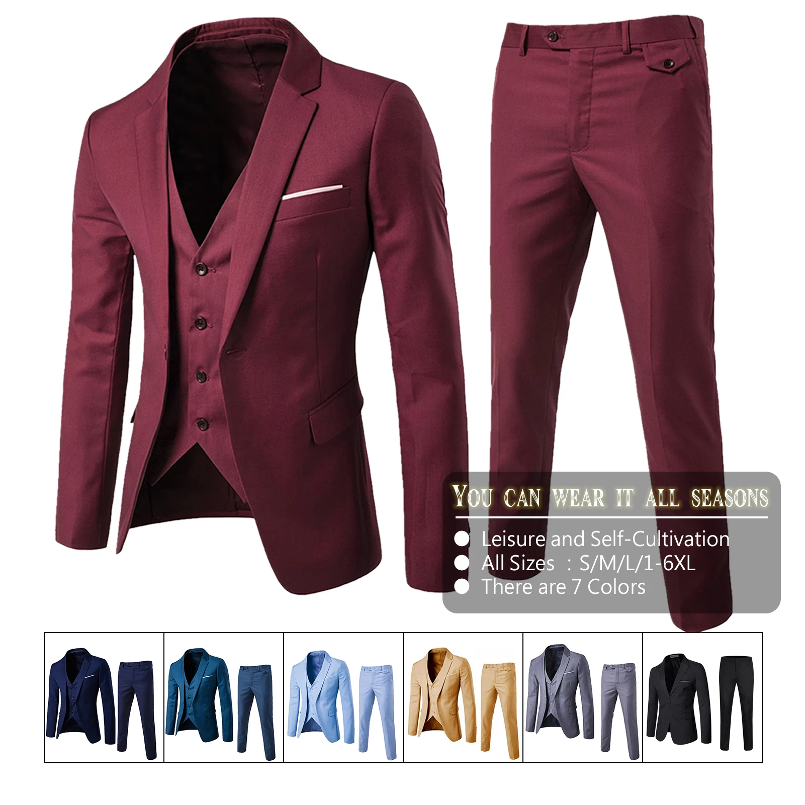 

Spring Summer Groomsmen Male Two-piece Full Men's Suit Set Casual Wedding Nightclub Slim Fit Black Blazer for Men Free Shipping