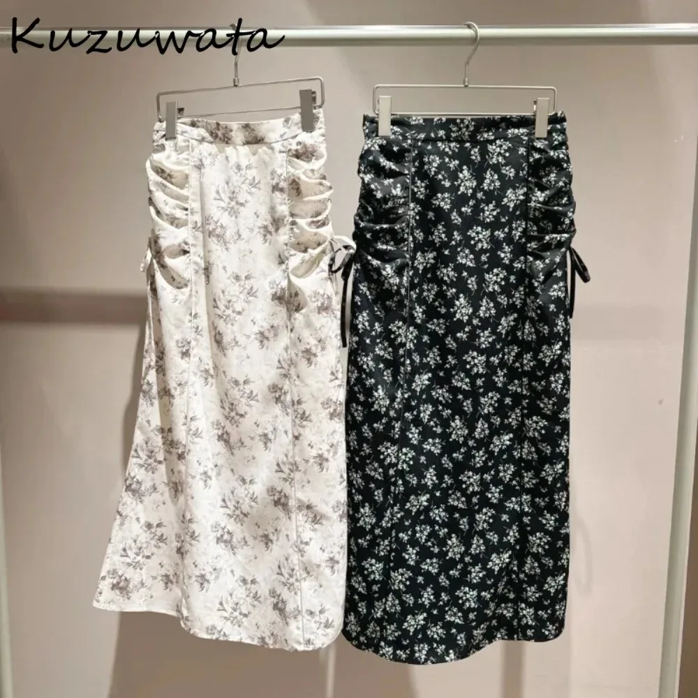 Универсальная облегающая юбка Kuzuwata с принтом милая повседневная средней длины