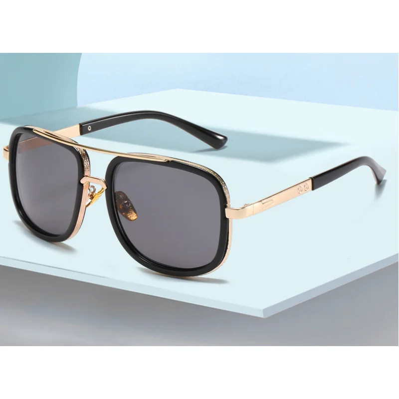 

New Fashion Big Frame Sunglasses Men Women Square Metal Luxury Brand Retro Sun Glasses Vintage High Quality Gafas Oculos De Sol