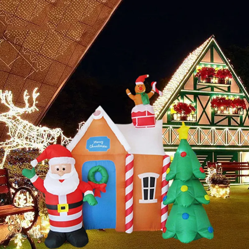 

Надувной Рождественский Санта-Клаус, Рождественская елка, замок, наружное украшение, Рождество, украшения со светодиодами