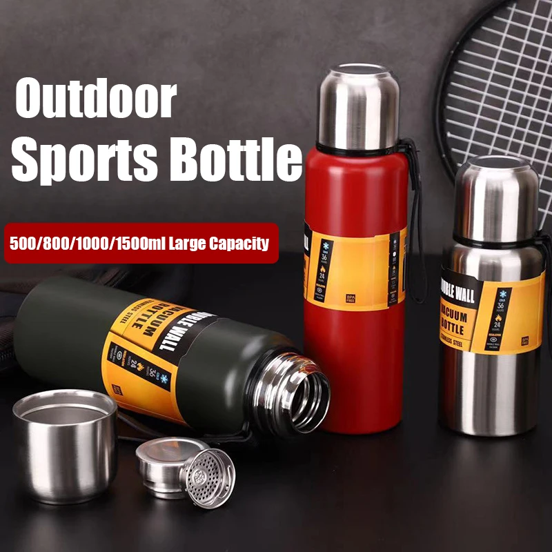

Stainless Steel Thermo Portable Vacuum Flask 500/750/1000/1500ml Insulated Tumbler with Rope Thermo Bottle Garrafa Termica Termo