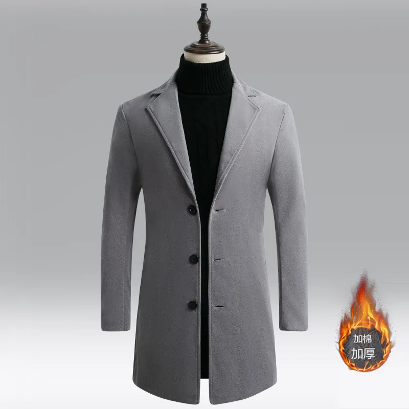 

2023 Autumn/Winter men's coat Men's coat jacket coat men's tweed coat long men's woolen coat slim hooded men's trench coat 7755