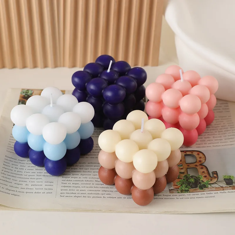 

Creativity Ball Cube Aromatherapy Candle Gradient Color Modeling Ornaments Soy Wax Scented Candle Gift Decoration Tools ins gift