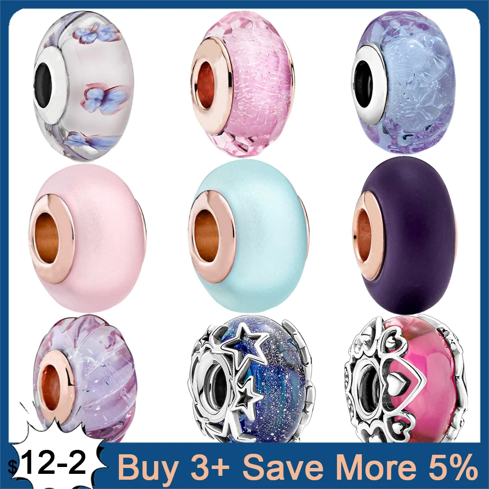 

Colorful 925 Sterling Silver Charms Murano Glass Beads Fit Original Pandora Bracelet Necklace Jewelry Making DIY Gift