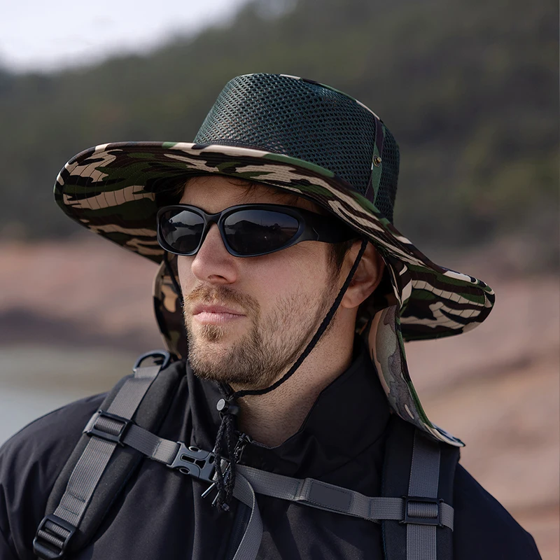 ł Xinbaoguan na co dzień poliestrowy kapelusz typu Bucket dla mężczyzn ochrona przed słońcem idealny do aktywności świeżym...