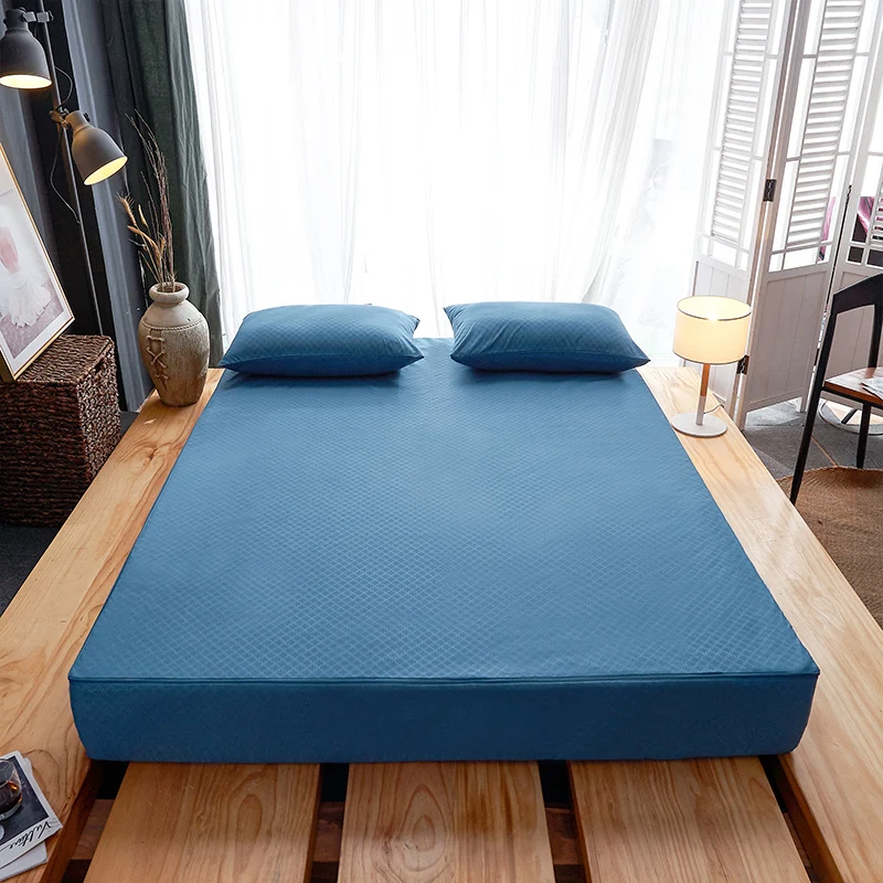 

New Waterproof Mattress Cover with zipper Six sides all inclusive Mattress Cover King Queen Bed Fitted Sheet Customizable